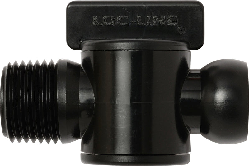 Loc-Line 39852-BLK Coolant Hose Component, Black Acetal Copolymer, Valve, 1/2" Hose ID, 1/2" NPT Male, 100 PSI (Pack of 10)
