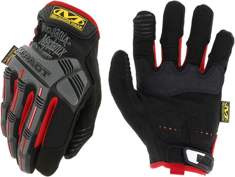 Mechanix Wear M-Pact Impact Resistant Work Gloves - Durable Safety Gloves for Men - Touchscreen Capable - Machine Washable - Breathable - Large - Red/Black Black/Red