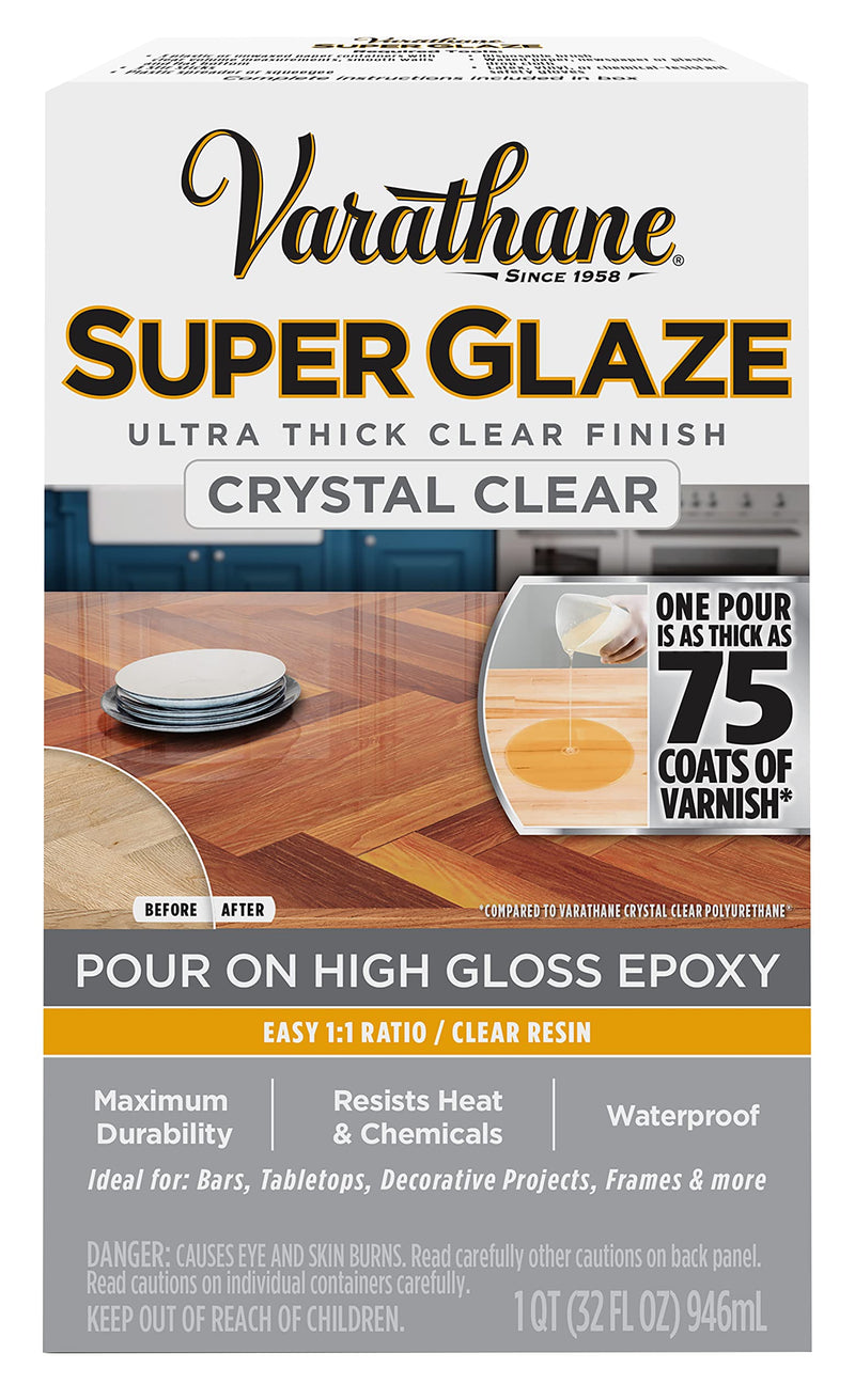 Varathane Crystal Clear Super Glaze High Gloss Epoxy Finish Kit 1 Quart (Pack of 1)