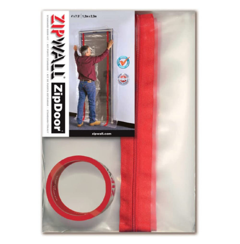 ZIPWALL ZipDoor ZDS Standard Dust Barrier Zipper Door Kit, 1 Pack, Red Standard Zipper Door Kit