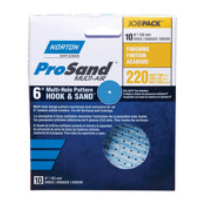 Norton 07660705320 3X Cyclonic High Performance Hook and Sand Paper Discs with 6 Hole, Ceramic Alumina, 6" Diameter, Grit P220 Very Fine (Pack of 10)