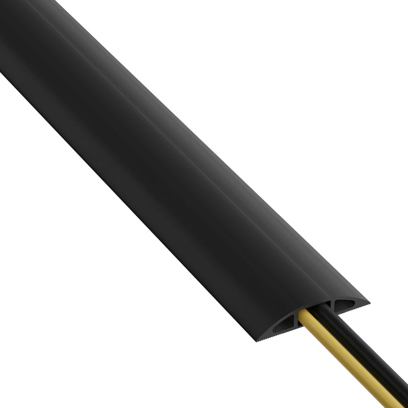 D-Line 6ft Floor Cord Cover, Cable Protector, Hide Extension Cords, Protect Cords, Prevent Cable Trips, Heavy Duty Cord Hider - Cable Cavity = 0.63" (W) x 0.31" (H) - Black 6 Feet