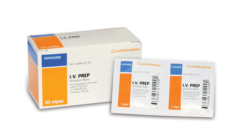Smith+Nephew I.V. PREP Antiseptic Wipes 50 Count Unscented 50 Count (Pack of 1)