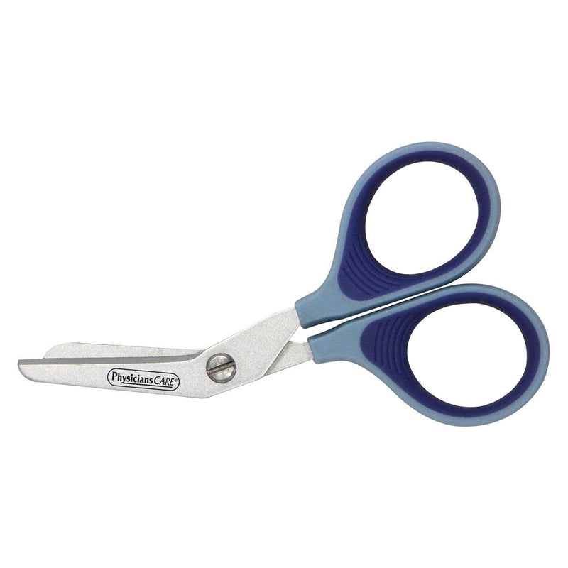 First Aid Only PhysiciansCare 90294 Titanium Non-Stick First Aid Bandage Scissors, 4" Bent, Blue 6.5" x 4" x 0.3" Shear