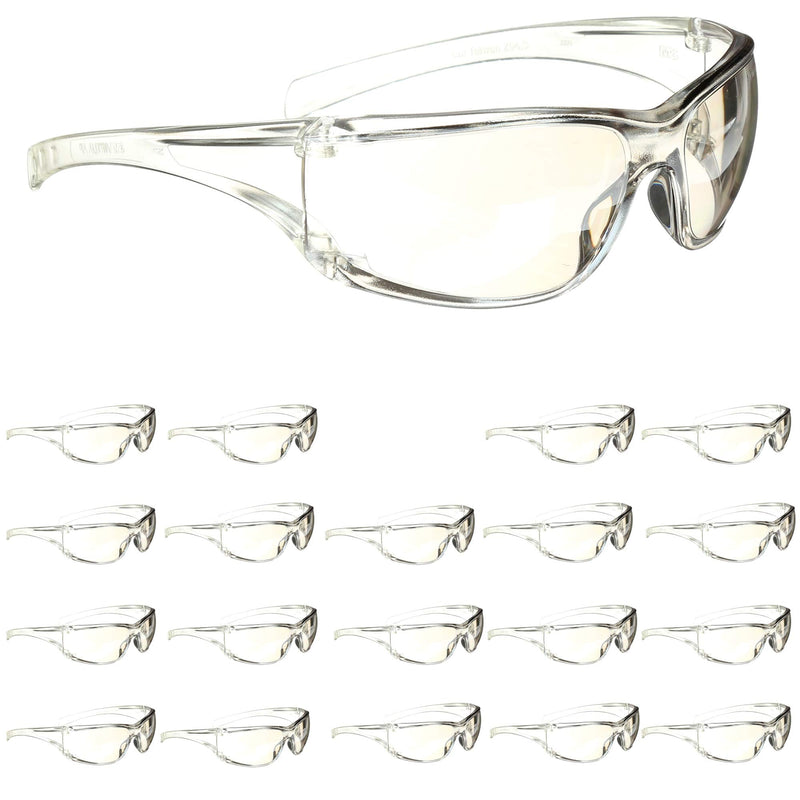 3M Safety Glasses, Virtua AP, 20 Pack, ANSI Z87, Indoor/Outdoor, Clear Mirror Lens, Gray Frame, Side Shields, Lightweight Light Gray Lens, Light Gray Frame Pack of 20 Anti-scratch