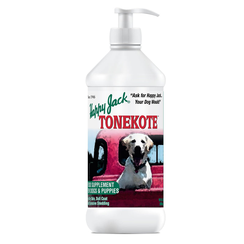 Happy Jack Tonekote Dog Skin & Coat Supplement, Oil for Dogs with Essential Fatty Acids & Vitamins for Itching Skin Relief, Hot Spots, Dull Coat, Dry Skin, Excessive Shedding, 16 oz - PawsPlanet Australia