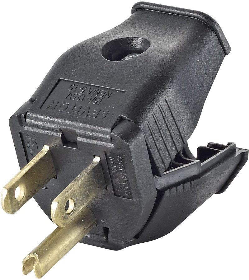Leviton 3W101-E 2-Pole, 3 Wire Grounding Plug, Black 1 Pack