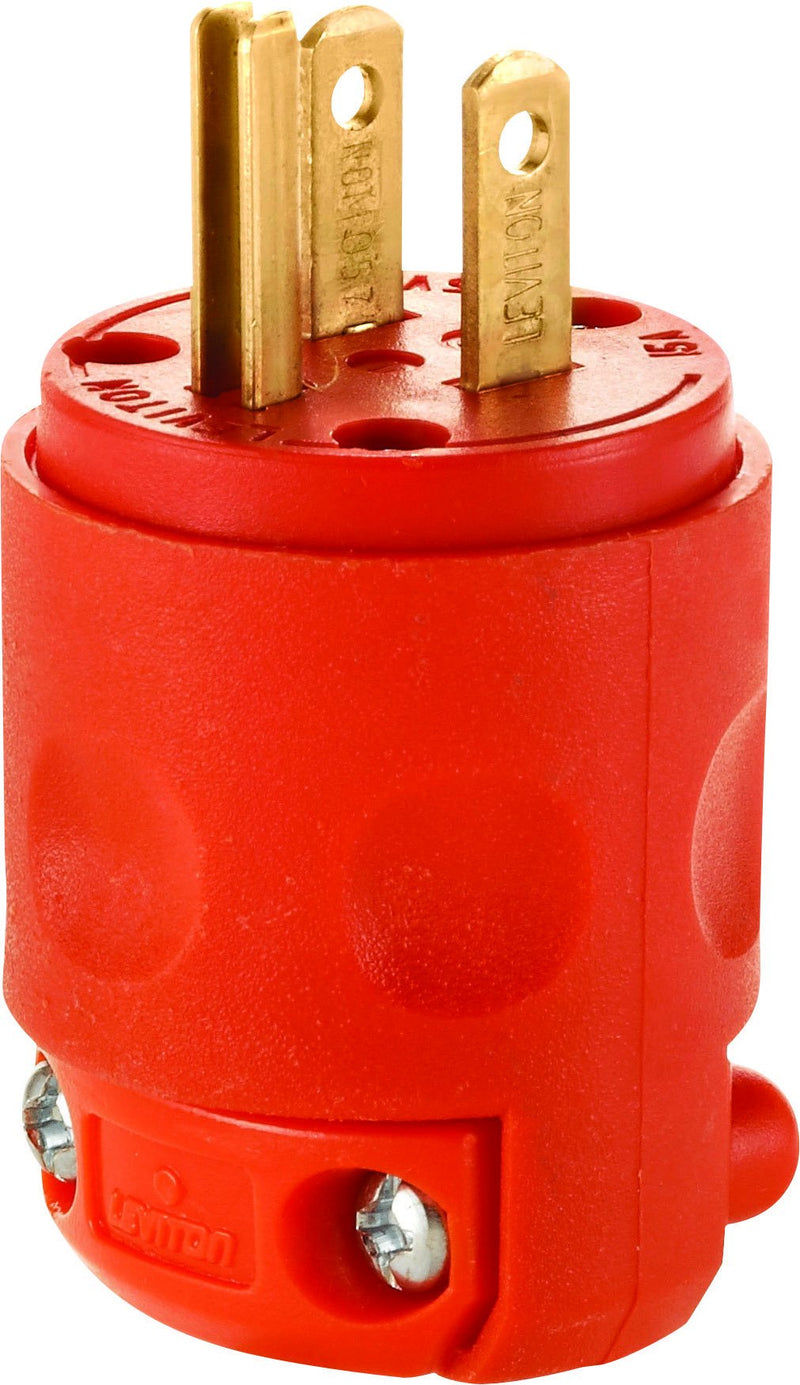 Leviton 515PV-OR 15 Amp, 125 Volt, Grounding Plug, Orange 1 Count (Pack of 1)