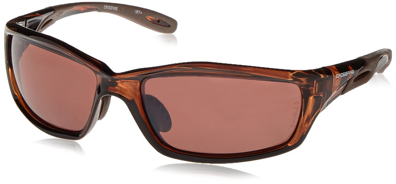 Crossfire 21126 Infinity Premium Safety Glasses, HD Brown Polarized Lens - Crystal Brown Frame, Regular Polarized Brown Lens Standard
