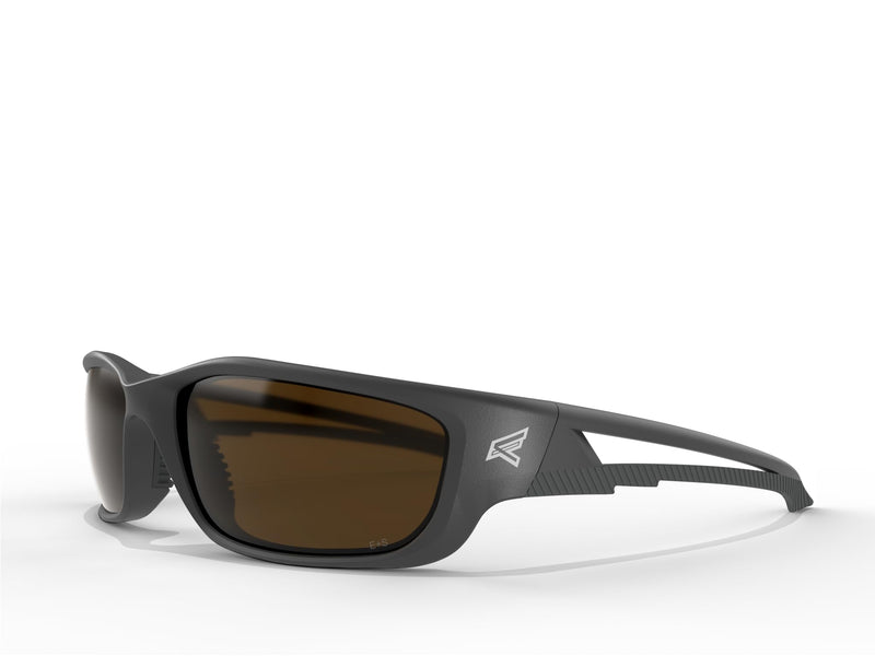 EDGE Kazbek XL Wrap-Around Safety Glasses, Anti-Scratch, Non-Slip, UV 400, Military Grade, ANSI/ISEA & MCEPS Compliant Black Frame Polarized Copper
