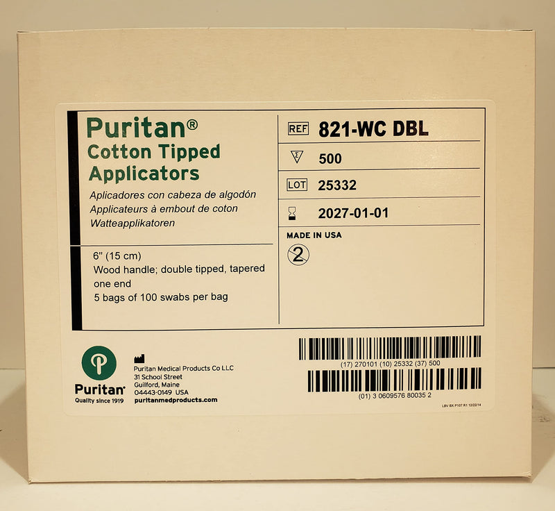 Puritan 821-WC DBL Applicator (Non-sterile) 6" x 1/12" Wood Cotton [PRICE is per BOX]