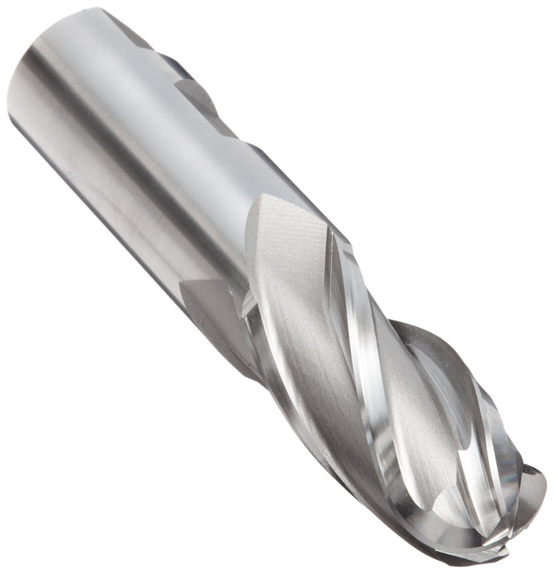 YG-1 E2020 Cobalt Steel Ball Nose End Mill, Weldon Shank, Uncoated (Bright) Finish, Non-Center Cutting, 30 Deg Helix, 4 Flutes, 3.25" Overall Length, 0.5" Cutting Diameter, 0.5" Shank Diameter 1/2 inches