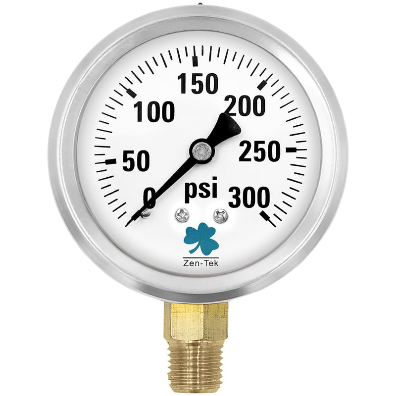 Zenport LPG300 Zen-Tek Glycerin Liquid Filled Pressure Gauge, 300 PSI Single Pack