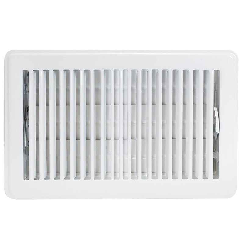 EZ-FLO 6 x 10 Inch (Duct Opening) Floor Register Vent Cover, One-Way Ventilation Register Diffuser, Solid Steel HVAC Air Vent Cover, White, 61637 6 in. x 10 in.