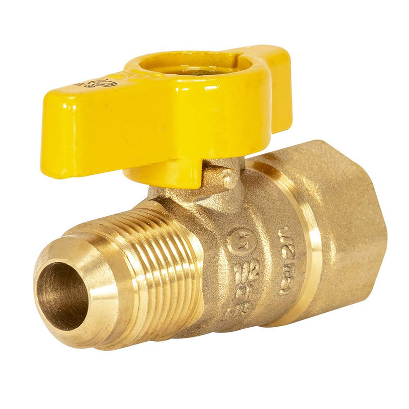Eastman 1/2 Inch FIP x 1/2 Inch OD Flare Female Straight Gas Ball Valve with 1/4-Turn Handle, Brass Plumbing Fitting, 60003 1/2-Inch FIP x 1/2-Inch OD