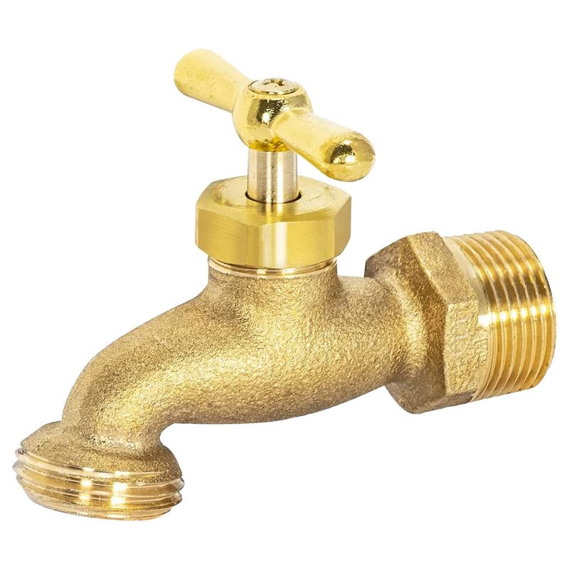 EZ-FLO Irrigation Hose Bibb, 3/4 Inch MIP Connection, 3/4 Inch MHT Connection, Brass Plumbing Fitting, 20183 3/4 in.