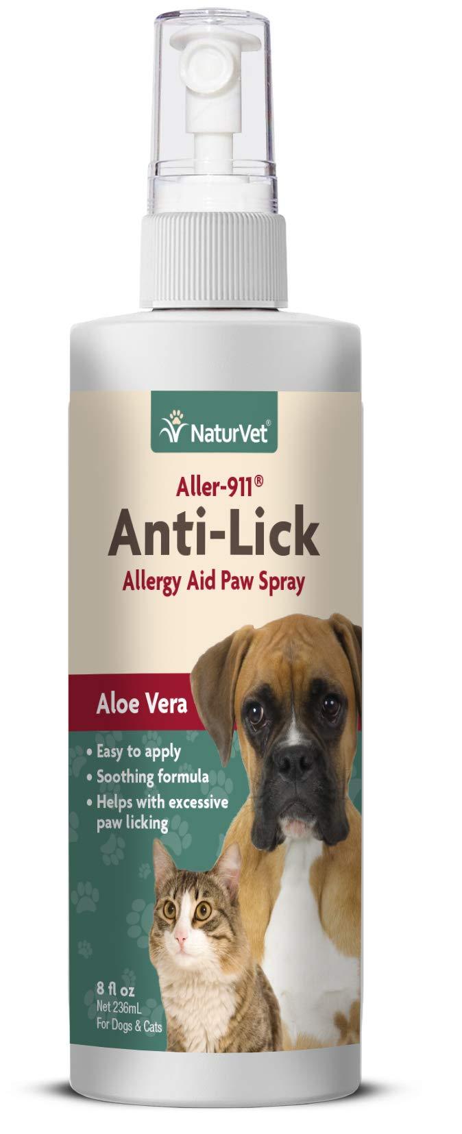 NaturVet – Aller-911 Anti-Lick Paw Spray Plus Aloe Vera – 8 oz – Helps to Soothe Itchy Paws – Enhanced with Ingredients to Discourage Further Licking – For Dogs & Cats - PawsPlanet Australia