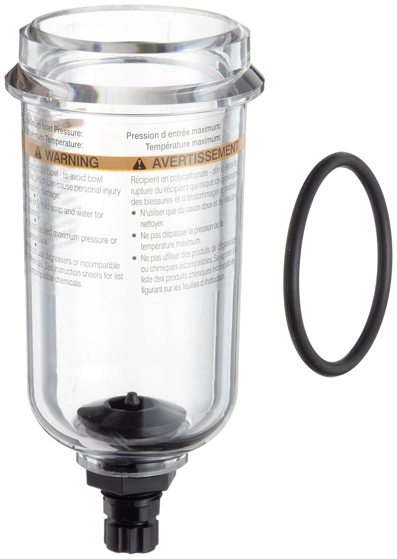Parker PS732P Polycarbonate Bowl with Twist Drain for 06, 11F and 06E Series Filter/Regulator, 4.4oz Capacity, 150 psig