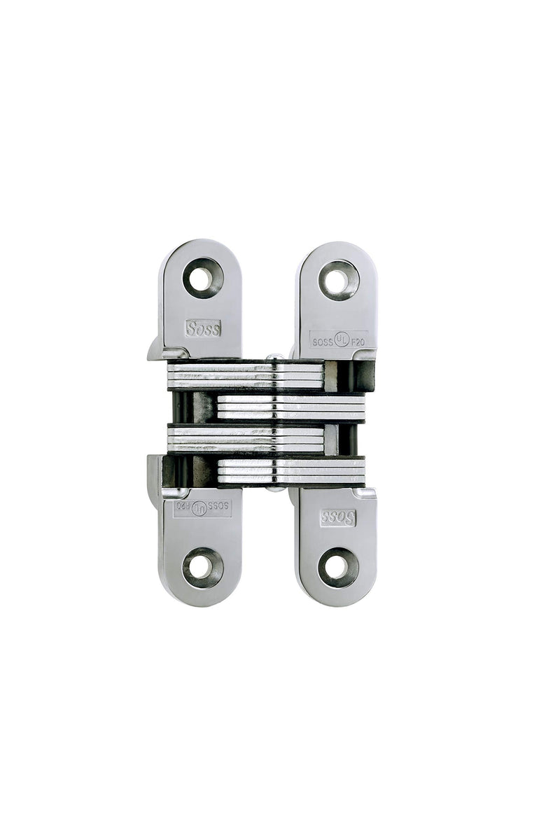 SOSS Invisible Hinge Model 216, 20 Minute Fire Rated, Zinc, Bright Chrome Exterior Finish, Model Number 216US26