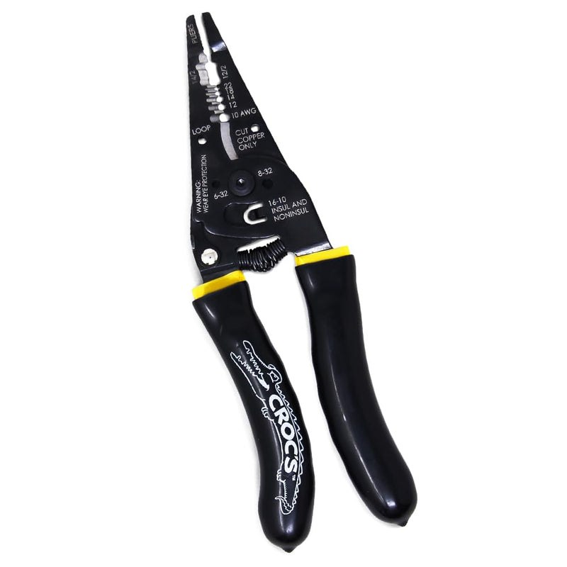 Rack-A-Tiers Croc's Needle Nose Wire Strippers AWG 10-22, Wire Crimper & Stripper, Wire Stripper Cutter, Ergonomic Glow-in-the-Dark Handles, Wire Insulation Stripper (47000) Pack of 1
