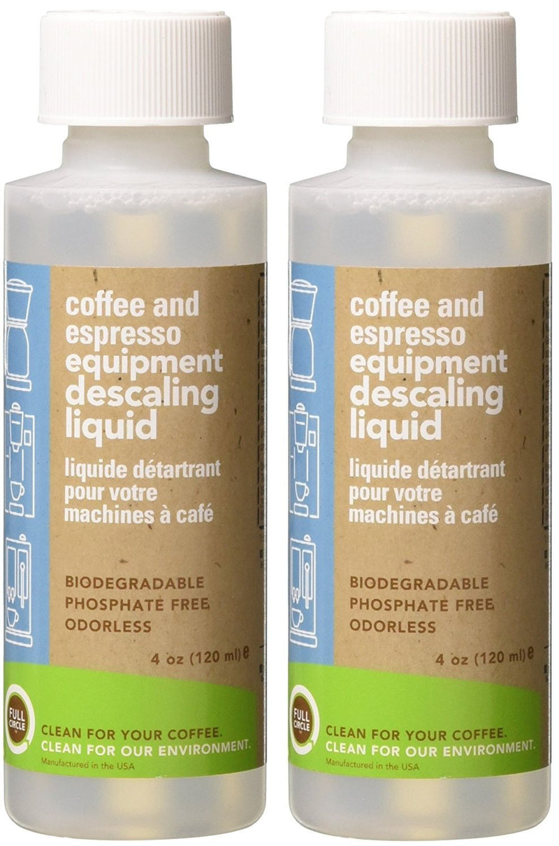 Urnex Biocaf Coffee and Espresso Descaling Solution 4 Ounce (2 Single Use Bottles) Safe to use with Keurig, Delonghi, Nespresso, Ninja, Hamilton Beach, Mr Coffee, Braun