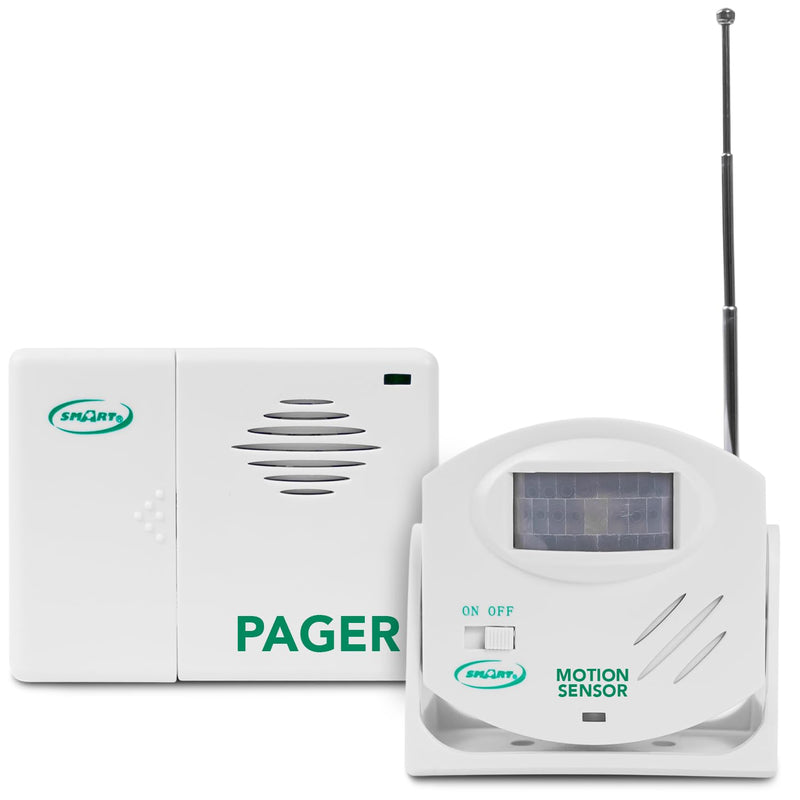 Smart Caregiver Wireless Motion Sensor Alarm System with Pager for Fall and Wandering Prevention | Mountable Motion Detector Alarm Alerts Medical Caregiver with Up to 300' Range | Bed or Door Movement