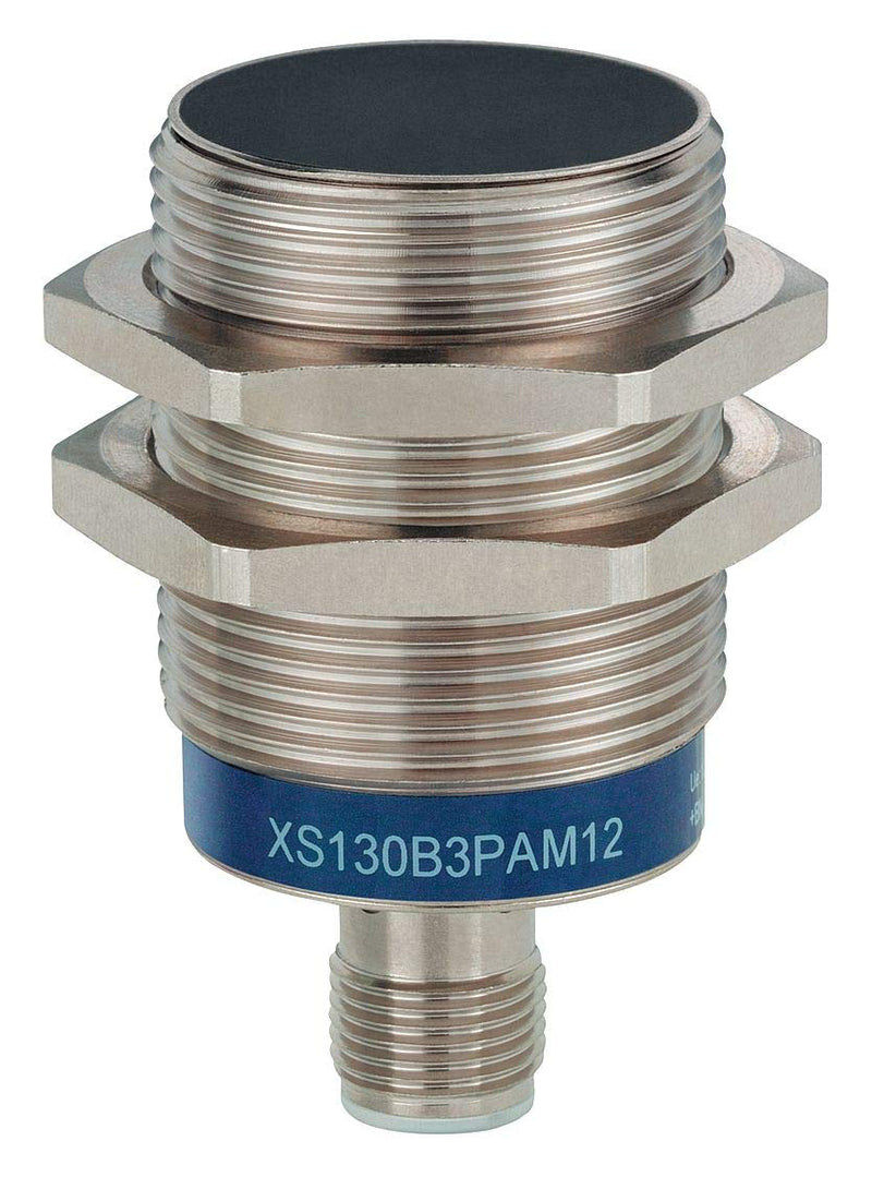 Telemecanique Sensors XS630B1PAM12 Universal Series Inductive Proximity Sensor, Multi-Function, Metal 30-mm Barrel, 3-Wire DC PNP Wiring, PNP Input, NO Output, M12 Micro-Connector