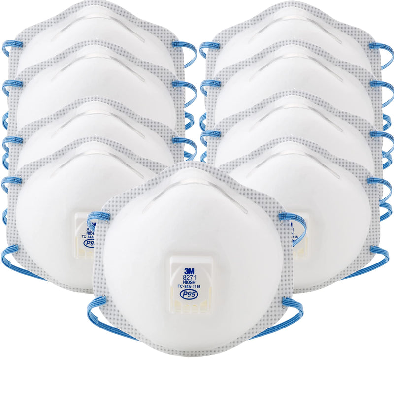 3M Particulate Disposable Respirator 8271, P95, Pack of 10, NIOSH APPROVED