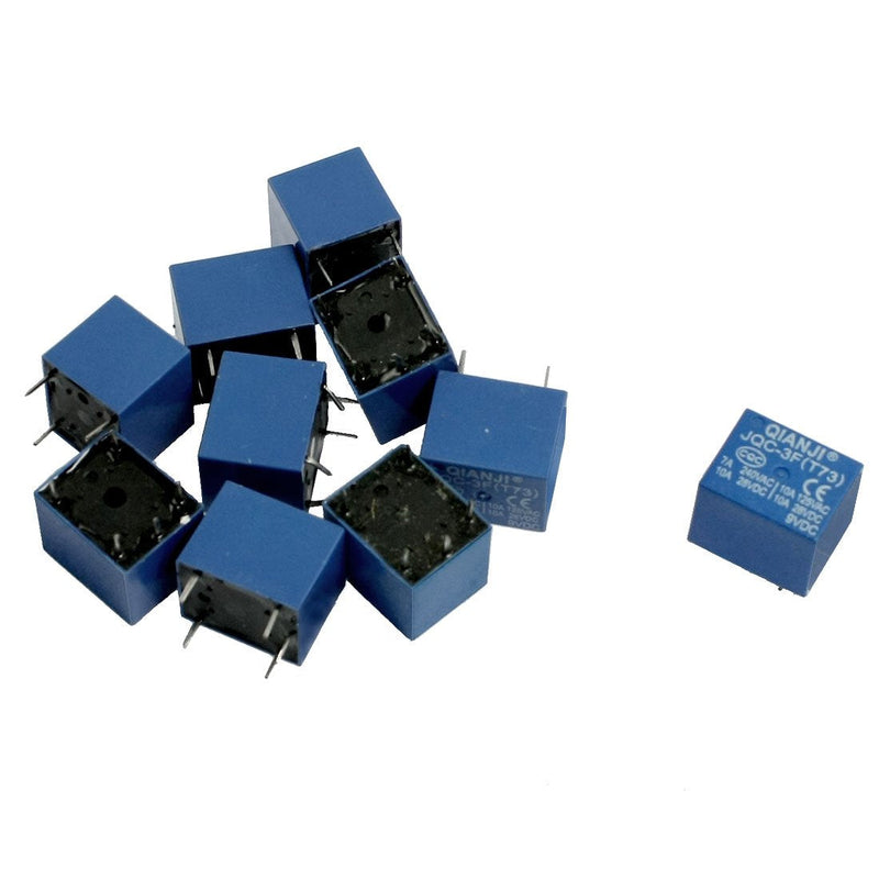 uxcell 10 Pcs DC 9V Coil 10A SPST 5 Pin Electromagnetic Relays PCB Type JQC-3F