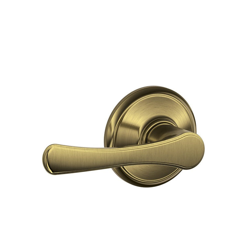 Schlage F10 VLA 609 16-080 10-027 134 N N SL Avila Hall and Closet Lever, Antique Brass Hall/Closet_Avila Long Lever Passage