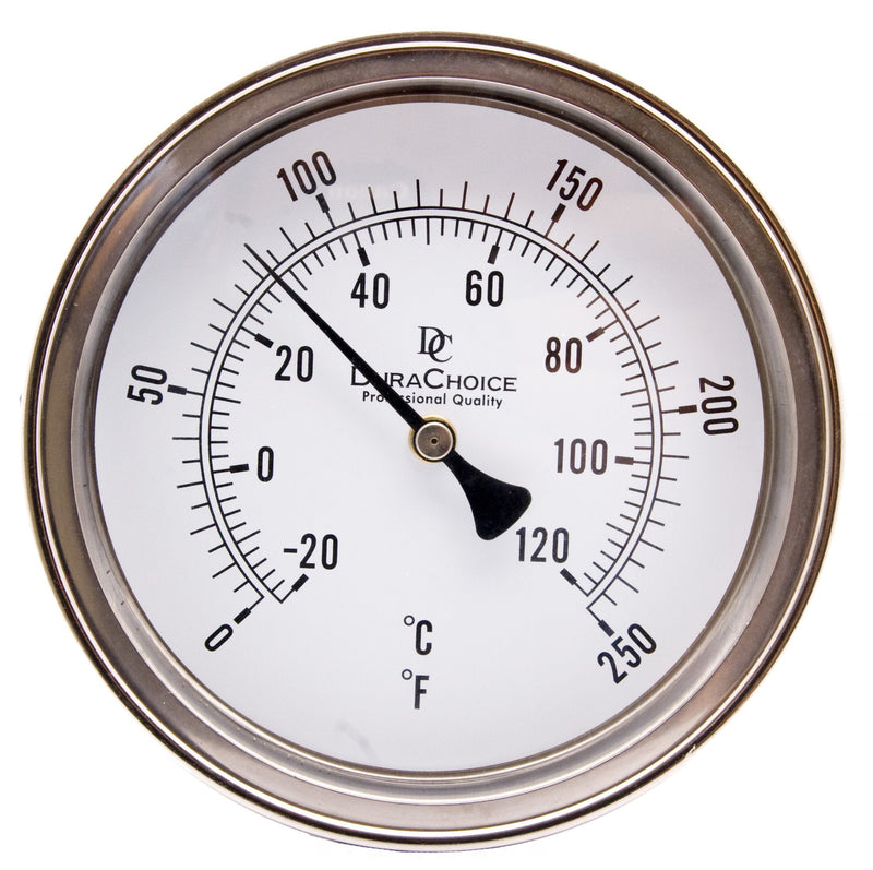 Industrial Bimetal Thermometer 3" Face x 6" Stem, 0-250Ãƒâ€šÃ‚°F, S.S. Case w/Calibration Dial 1 ['6" Stem, 0-250Â°F']