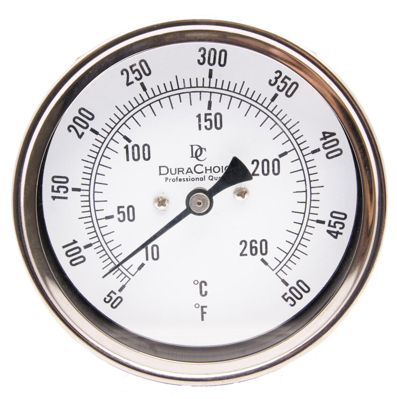 Industrial Bimetal Thermometer 5" Face x 6" Stem, 50-500 w/Calibration Dial ['6" Stem, 50-500Â°F']
