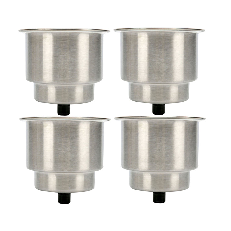 Amarine Made 4pcs Stainless Steel Cup Drink Holder with Drain for Marine Boat RV Camper 4