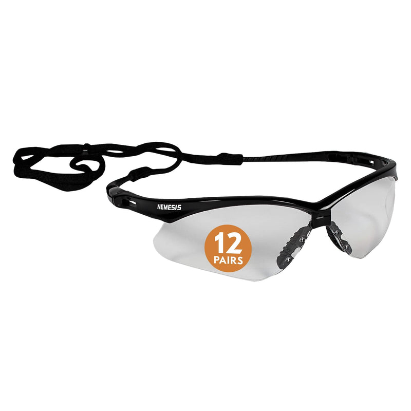 KleenGuard™ V30 Nemesis™ Safety Glasses (25676), Clear Lenses, Black Frame, Unisex Eyewear for Men and Women (12 Pairs/Case)