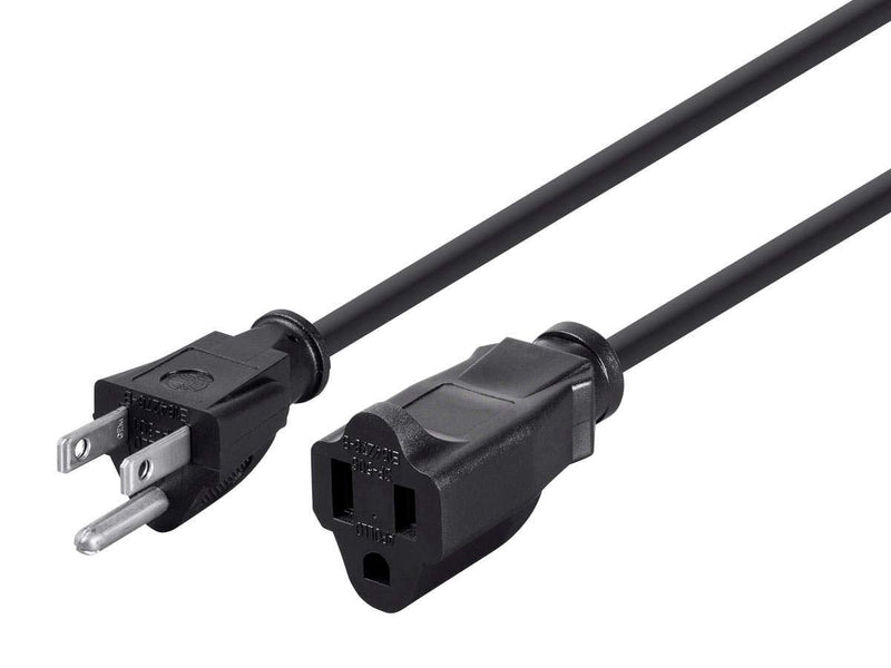 Monoprice Extension Cord - 3 Prong, NEMA 5-15P to NEMA 5-15R, 13 Amp, 1625 Watts, 16AWG, 3 Feet, Black 1 Pack Cable