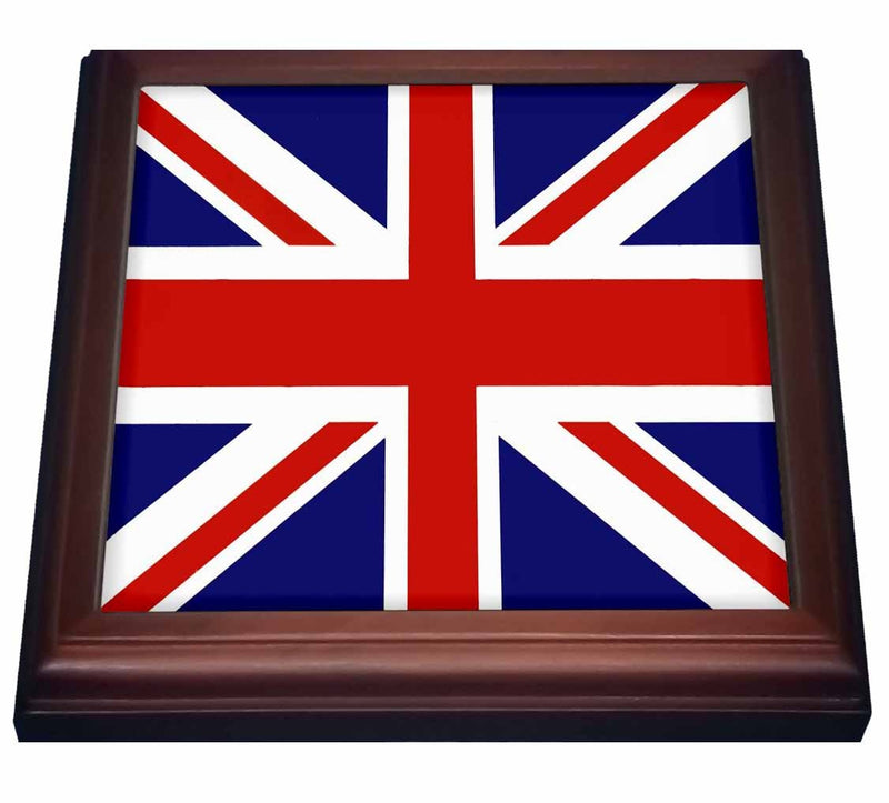 3dRose Union Jack Old British Naval Flag Trivet with Ceramic Tile, 8 by 8", Brown