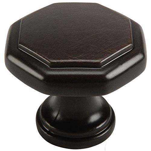 Cosmas 10 Pack 5181ORB Oil Rubbed Bronze Cabinet Hardware Octagon Knob - 1-1/4" Diameter