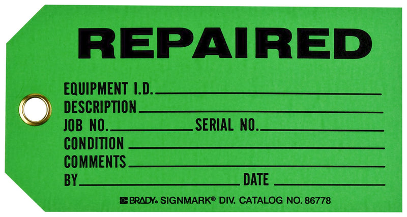 Brady 86778 3" Height x 5 3/4" Width, Cardstock (B-853), Black on Green Production Status Tags (100 Tags)