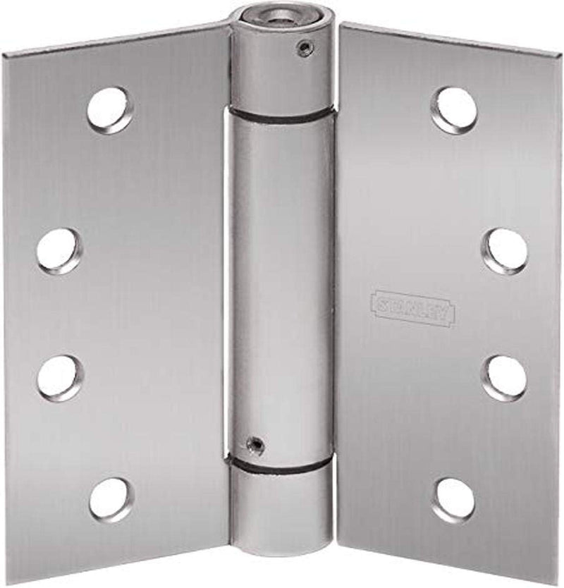 STANLEY 2060R 4 5X4 26D STL Spring Door Hinge, Satin Chrome, Steel, 5" Height