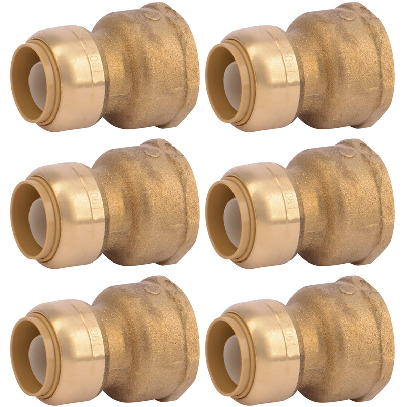 SharkBite 3/4 Inch x 1/2 Inch FNPT Adapter, Pack Of 6, Push To Connect Brass Plumbing Fitting, PEX Pipe, Copper, CPVC, PE-RT, HDPE, U092LF SharkBite 3/4 in. x 1/2 in., 6 Pack