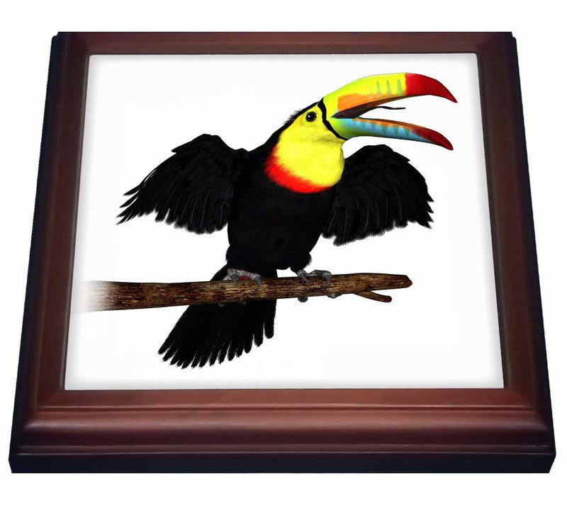 3dRose Keel-Bill Toucan Trivet with Ceramic Tile, 8 by 8", Brown