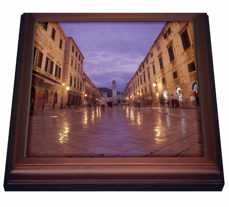 3dRose Stradun Placa), Clock Tower, Dubrovnik. Croatia EU32 BBR0131 Brent Bergherm Trivet with Ceramic Tile, 8 by 8", Brown