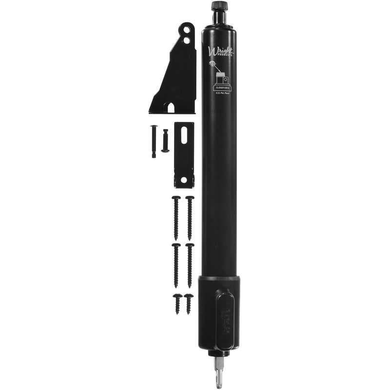 Wright Products Standard Duty Pneumatic Screen & Storm Door Closer with EZ-Hold – Adjustable Closing Speed, Durable, Easy Installation (Transitional, Black) Transitional