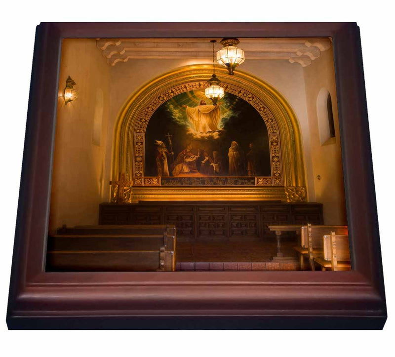 3dRose Sedona, Tlaquepaque Arts and Crafts Village Church US03 BJA0065 Jaynes Gallery Trivet with Ceramic Tile, 8 by 8", Brown