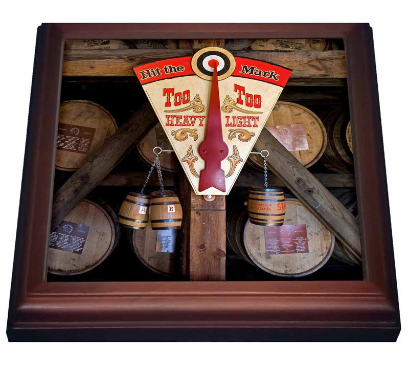 3dRose Kentucky, Makers Mark Bourbon in wood distillery-US18 LNO0001-Luc Novovitch-Trivet with Ceramic Tile, 8" x 8", Brown