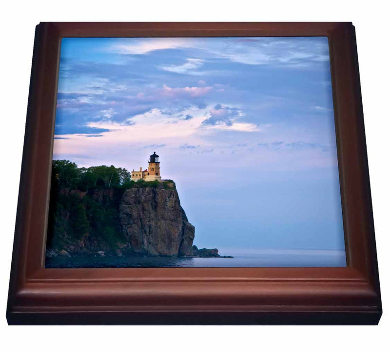 3dRose Minnesota, Split Rock Lighthouse, Lake Superior US24 RSP0036 Rob Sheppard Trivet with Ceramic Tile, 8 by 8", Brown