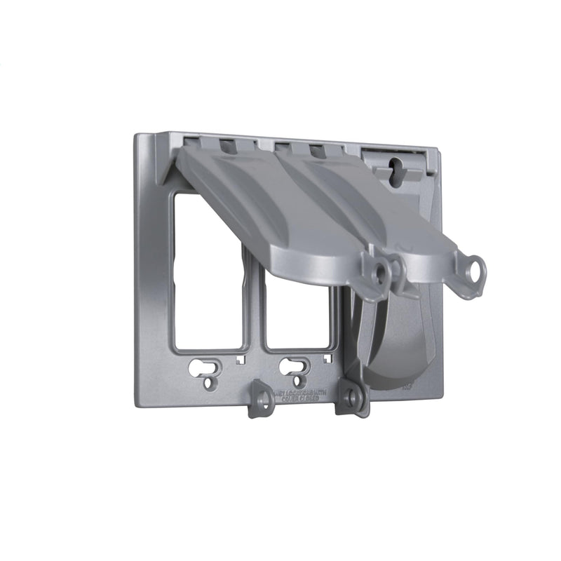 Hubbell-Bell MX3050S Flip Weatherproof 125-in-1 Universal Metal Device Cover, 3-Gang, Gray