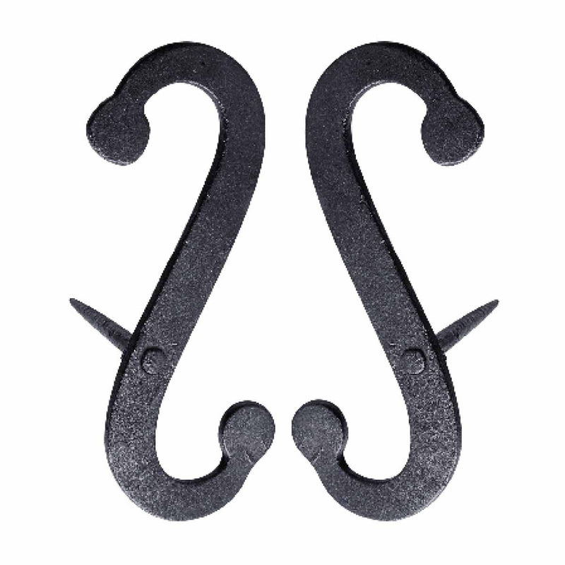 Renovators Supply Manufacturing Shutter Dogs Pair 6.25 in Black Decorative S Shaped Wrought Iron Shutter Dogs with Mounting Hardware Pack of 1