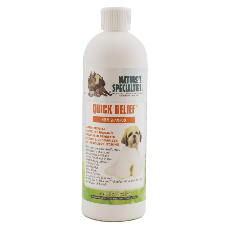 Nature's Specialties Quick Relief Neem Shampoo for Dogs Cats, Non-Toxic Biodegradable 16oz