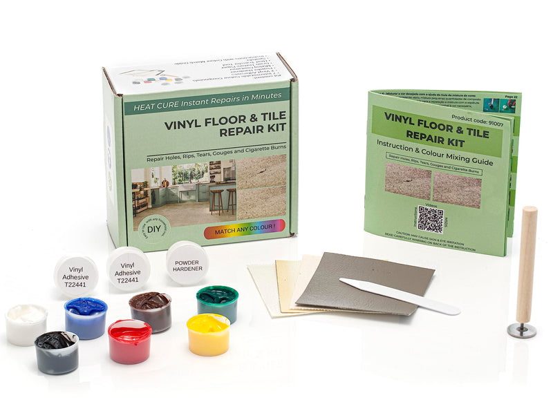Glass Polish DIY Vinyl Floor & Vinyl Tile Repair Kit, Heat Cure for Small Holes, Cuts, Rips, Tears & Burn Marks